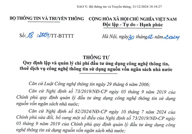 Bộ trưởng Bộ Thông tin và Truyền thông ban hành 02 Thông tư quy định chi tiết thi hành một số điều của Nghị định số 73/2019/NĐ-CP ngày 05/9/2019 của Chính phủ quy định quản lý đầu tư ứng dụng công nghệ thông tin sử dụng nguồn vốn ngân sách nhà nước 